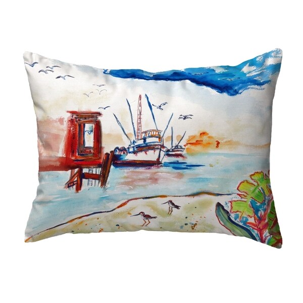 Dock & Shrimp Boat Small No-Cord Pillow 11x14