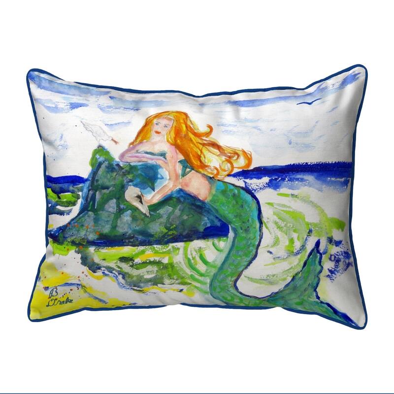 Mermaid on Rock Small Pillow 11x14