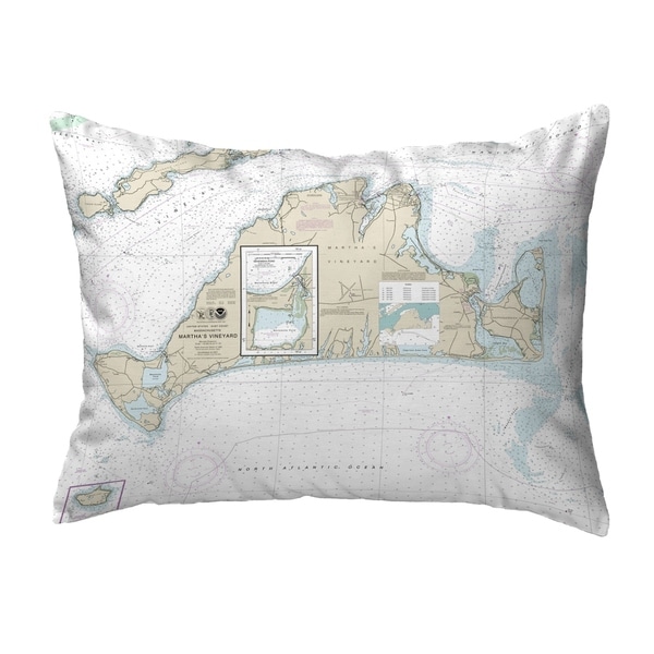 Martha's Vineyard, MA Nautical Map Noncorded Pillow 11x14