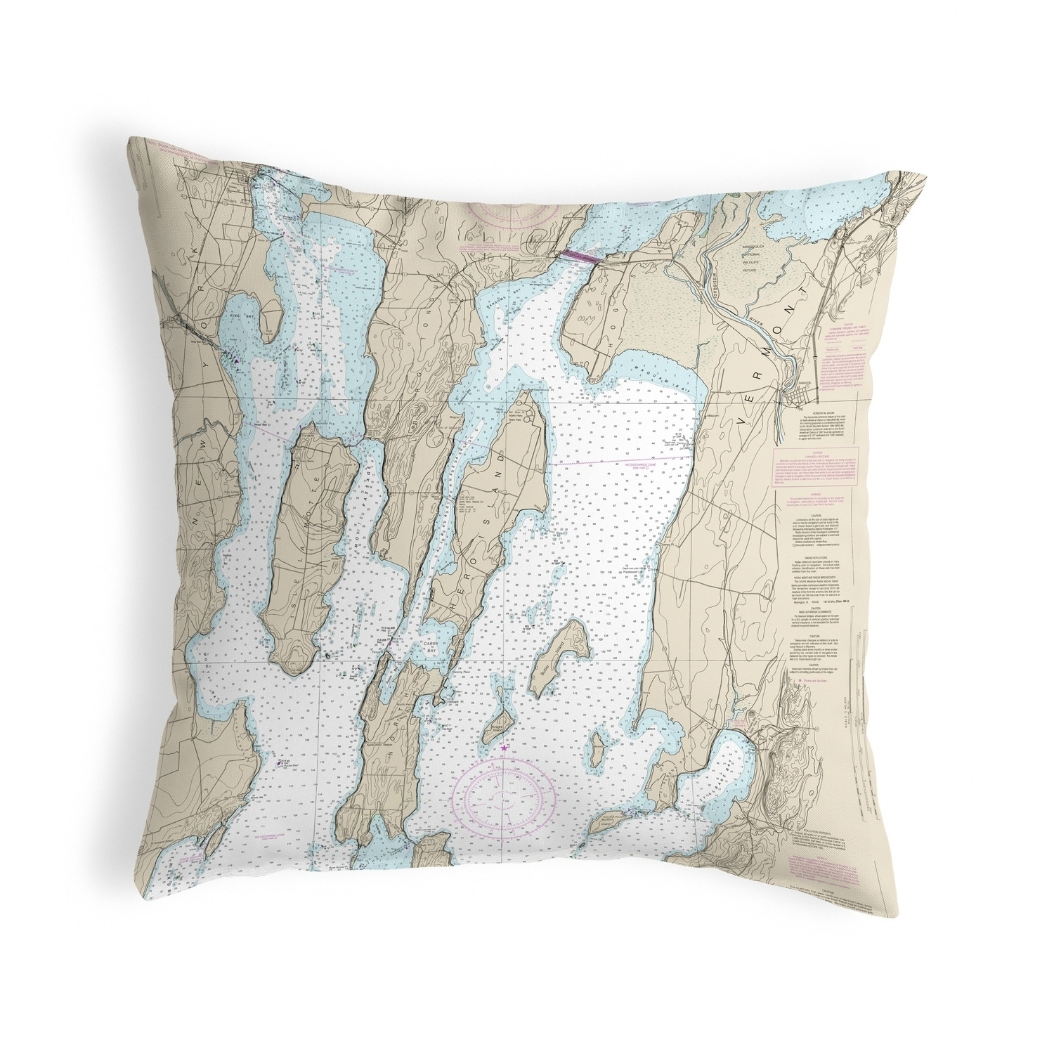 North Hero Island #2, VT Nautical Map Small Pillow 11x14 - Bed Bath ...