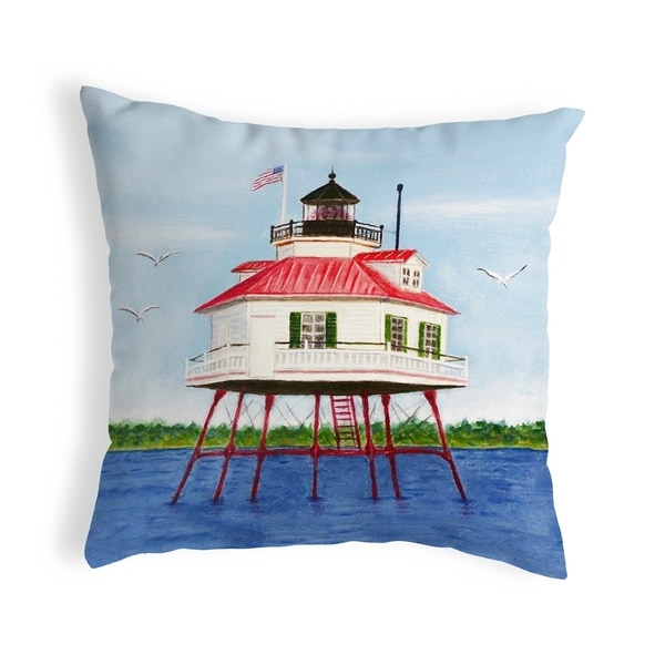 Drum Point Lighthouse Small No-Cord Pillow 12x12