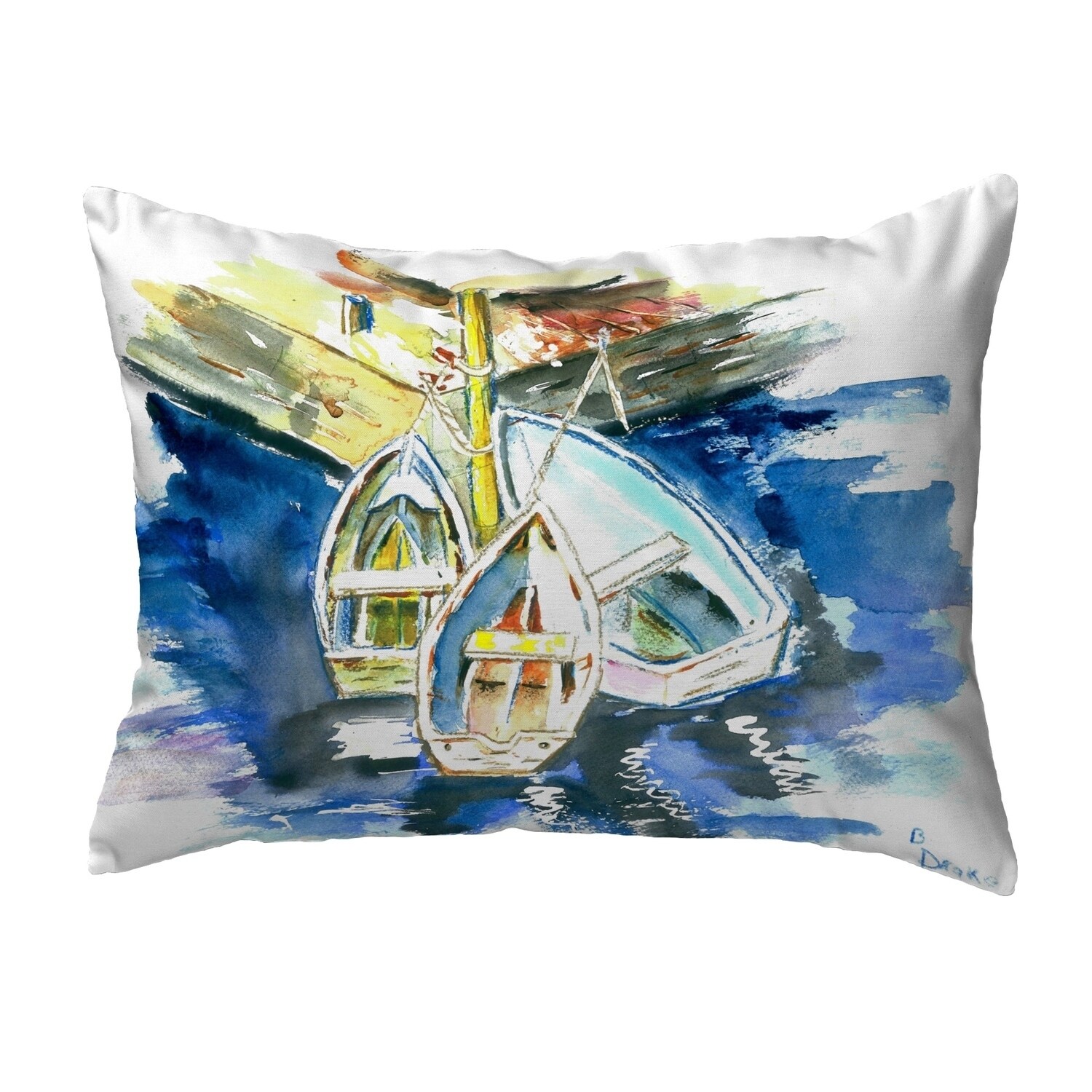 Three Row Boats Small No-Cord Pillow 11x14 - Bed Bath