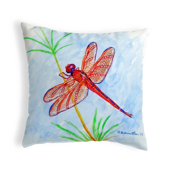 Red DragonFly No Cord Pillow 18x18