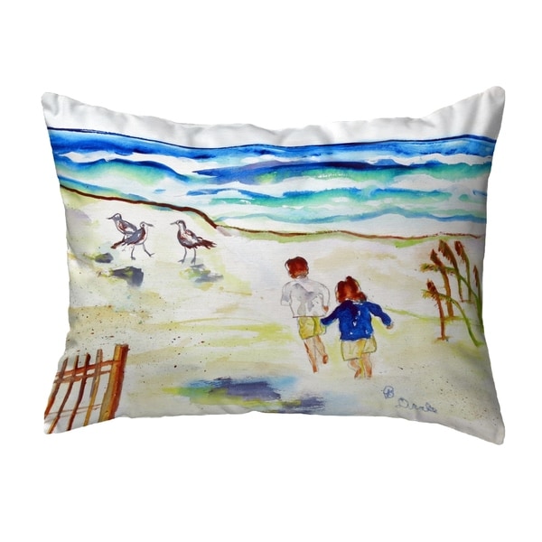 Running at the Beach Small No-Cord Pillow 11x14