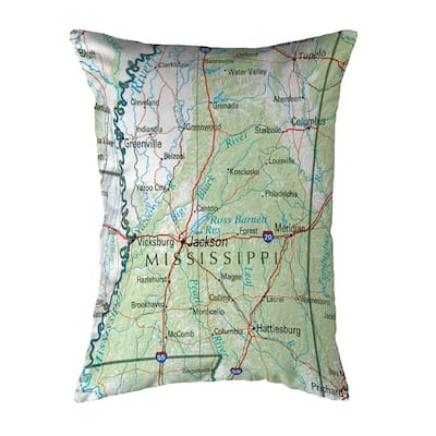 Mississippi, MS Nautical Map Noncorded Pillow 11x14