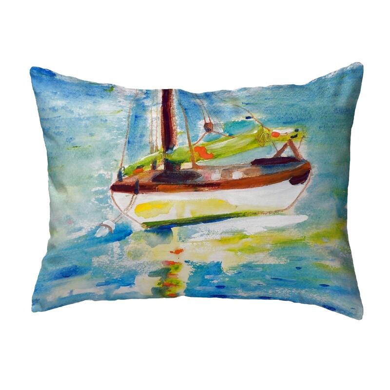 Yellow Sailboat Small No-Cord Pillow 11x14