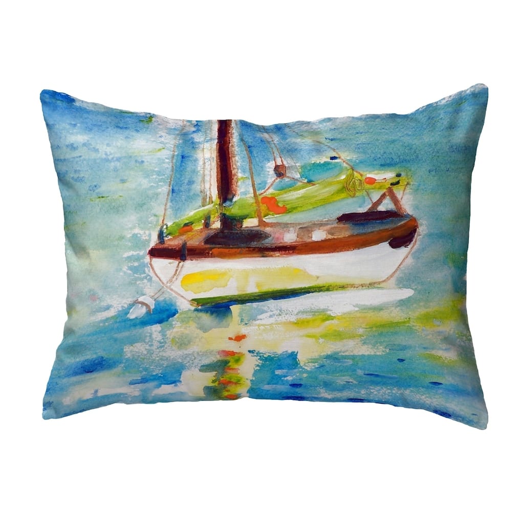 Yellow Sailboat Small No-Cord Pillow 11x14
