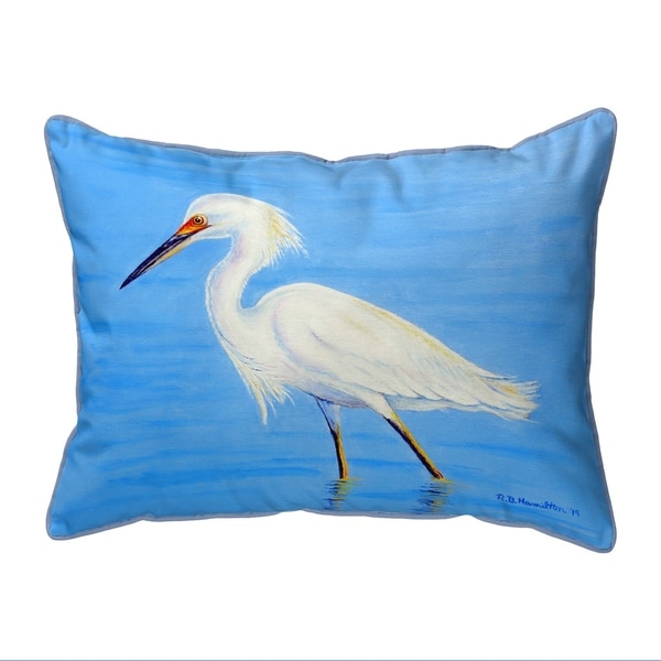 Stalking Snowy Egret Extra Large Corded Pillow 20x24