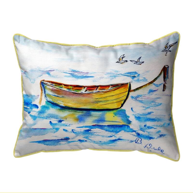 Yellow Row Boat Small Outdoor Pillow 11x14 - Accent