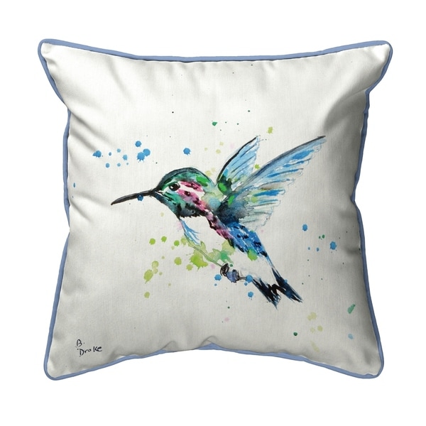 Green Hummingbird Small Outdoor/Indoor Pillow 12x12