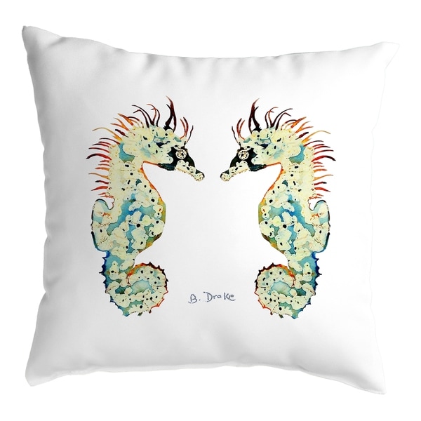 Betsy's Seahorses White Background Noncorded Pillow 12x12