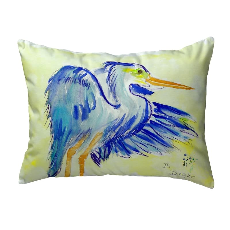 Teal Blue Heron Small No-Cord Pillow 11x14