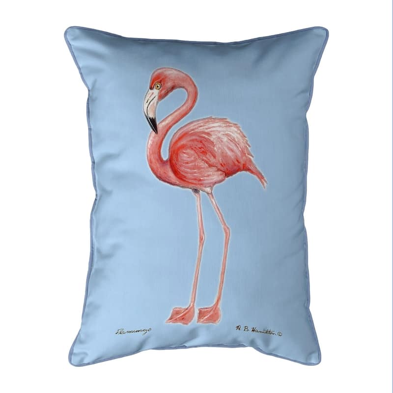 Flamingo Light Blue Background Small Corded Pillow 11x14