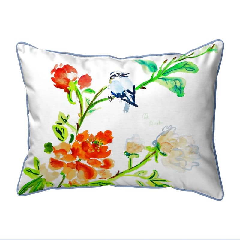 Blue Bird & Flowers Extra Large Zippered Pillow 20x24 - On Sale - Bed 