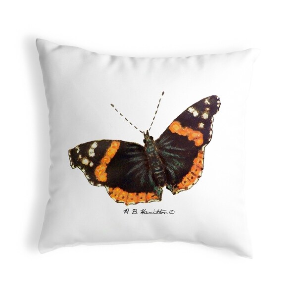 Red Admiral ButterFly Small No-Cord Pillow 12x12