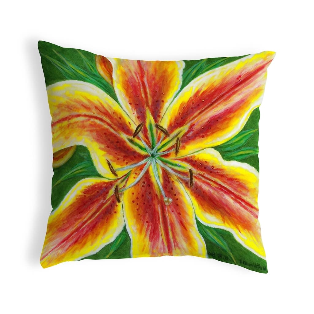 Yellow Lily Small No-Cord Pillow 12x12