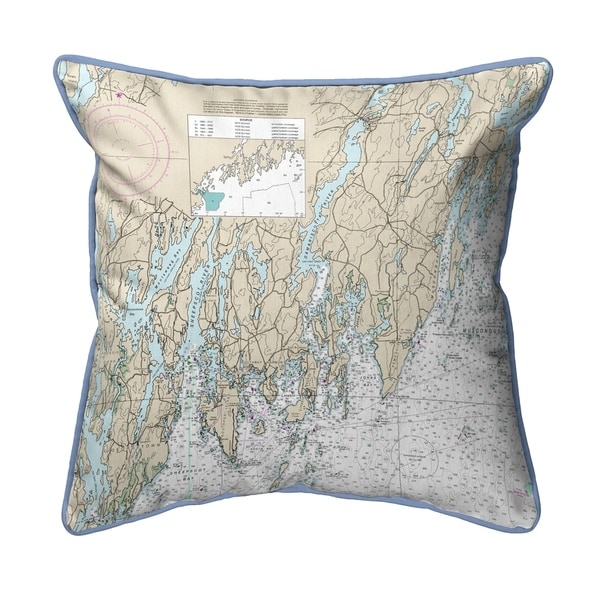 Southport - Pemaquid, ME Nautical Map - Light Blue Cord Small Corded Pillow 12x12