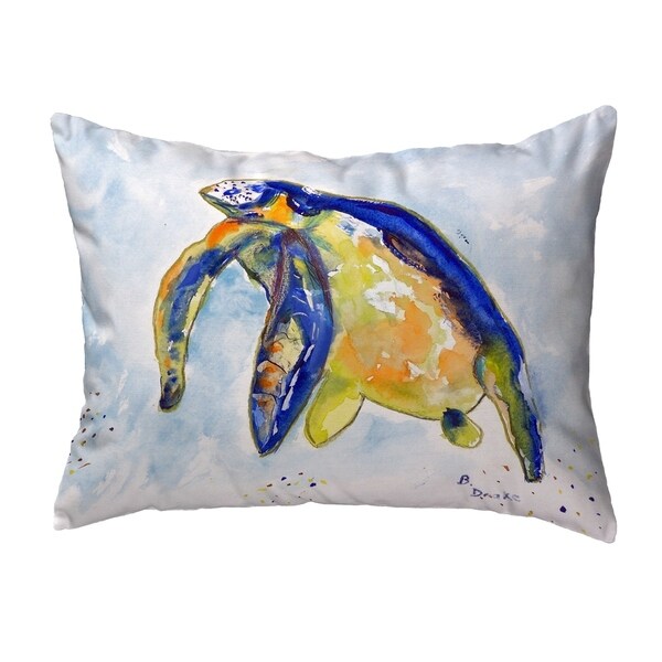 Blue Sea Turtle - Left Small No-Cord Pillow 11x14