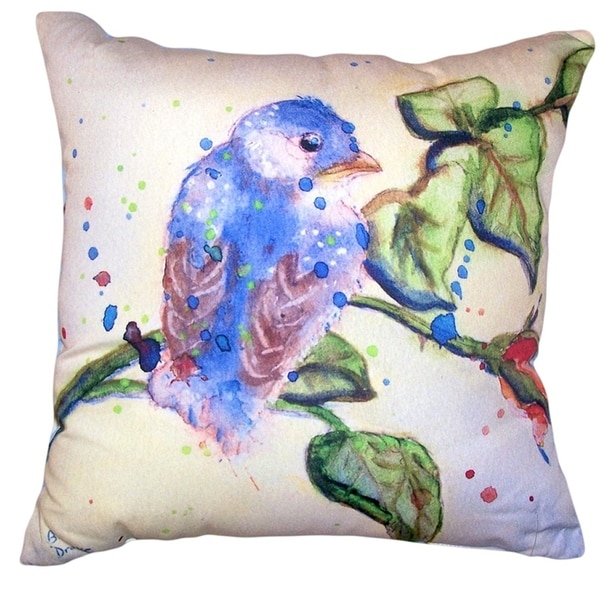 Betsy's Blue Bird No Cord Pillow 18x18