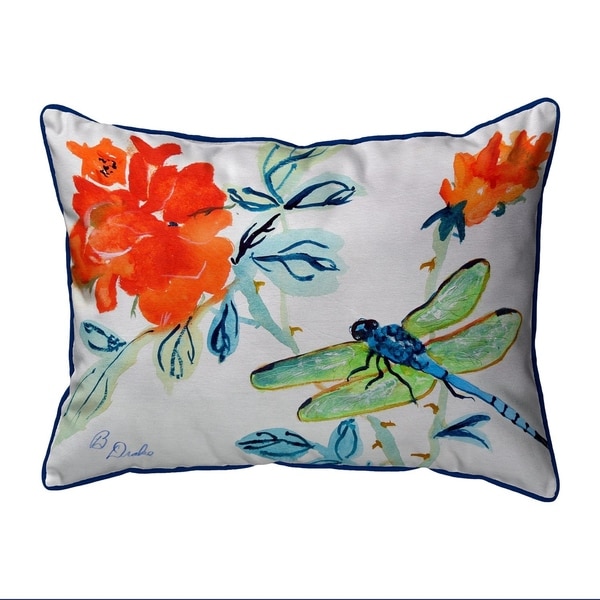 Dragonfly & Red Flower Small Pillow 11x14