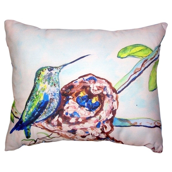 Hummingbird & Chicks No Cord Pillow 16x20