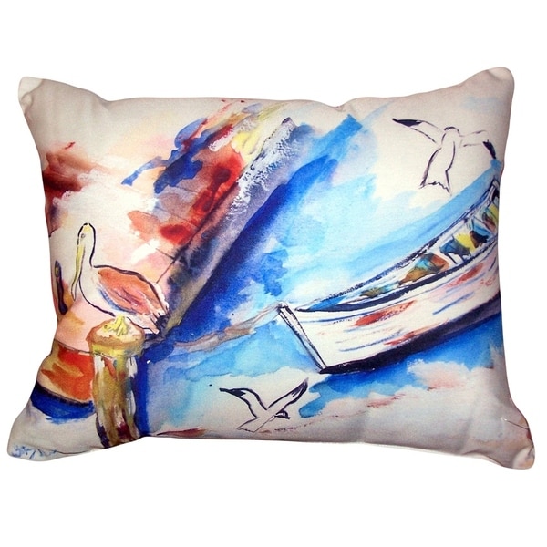Rowboat & Birds No Cord Pillow 16x20