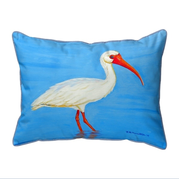 Posing White Ibis Extra Large Corded Pillow 20x24