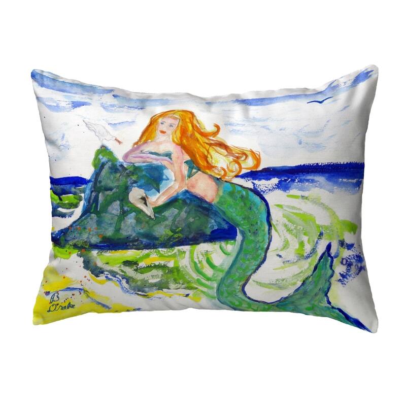 Mermaid on Rock No Cord Pillow 16x20