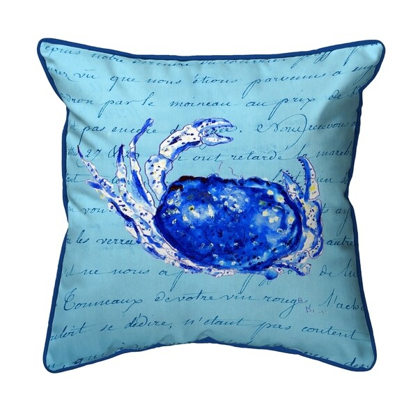Blue Script Crab Small Pillow 12x12