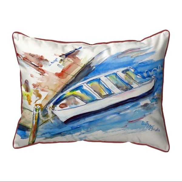 Rowboat at Dock Small Outdoor/Indoor Pillow 11x14