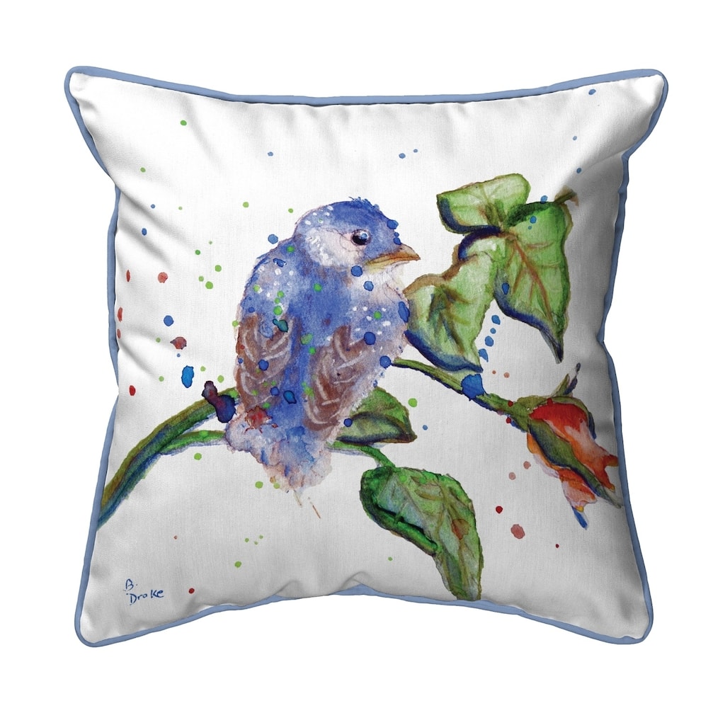Betsy's Blue Bird Small Outdoor/Indoor Pillow 12x12