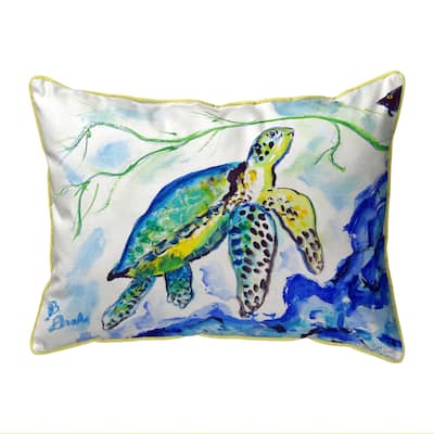 Yellow Sea Turtle Small Outdoor Pillow 11x14