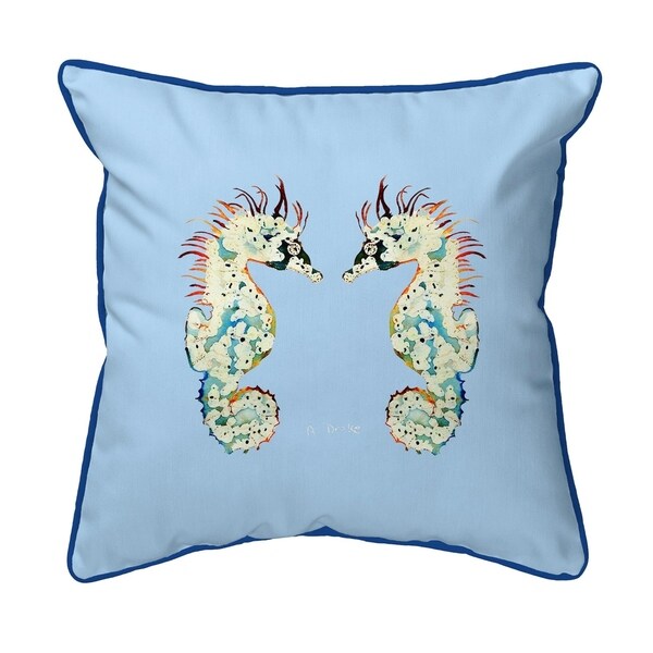 Betsy's Seahorses Light Blue Background Extra Large Corded Pillow 22x22