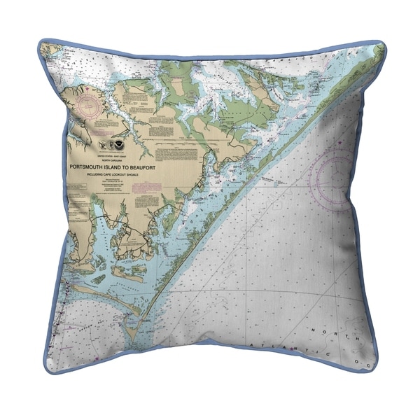 Portsmouth Island to Beaufort - Core Sound, NC Nautical Map Extra Large Zippered Pillow 22x22