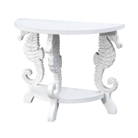 Somette Under the Sea White Demilune Console Table
