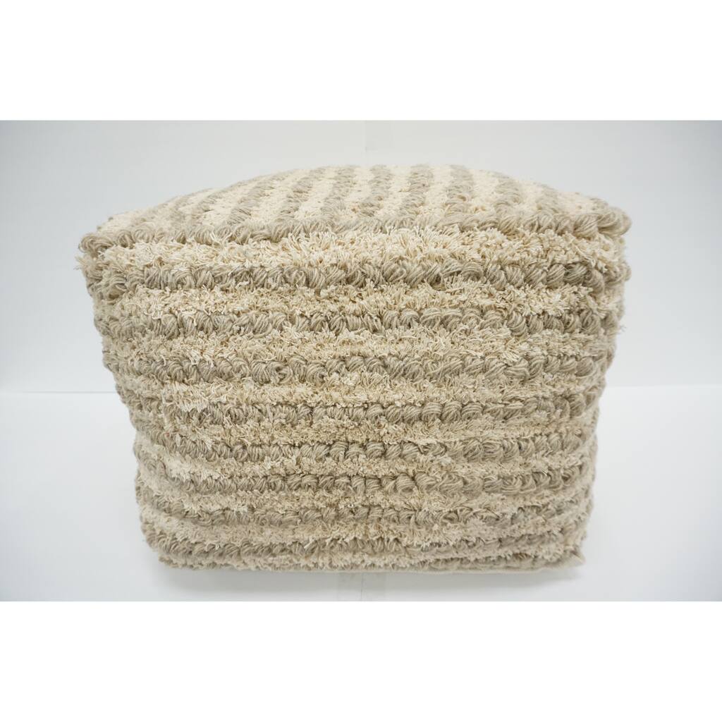 Home&Manor Wool Cotton Eubank Pouf