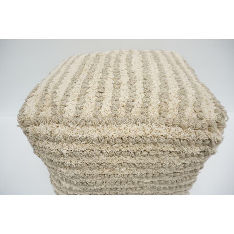 Home&Manor Wool Cotton Eubank Pouf