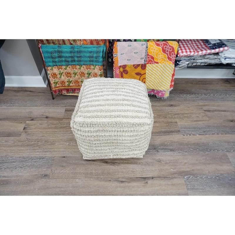 Home&Manor Wool Cotton Eubank Pouf