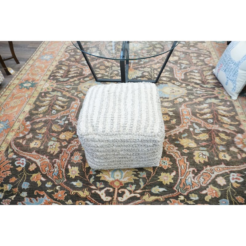 Home&Manor Wool Cotton Eubank Pouf