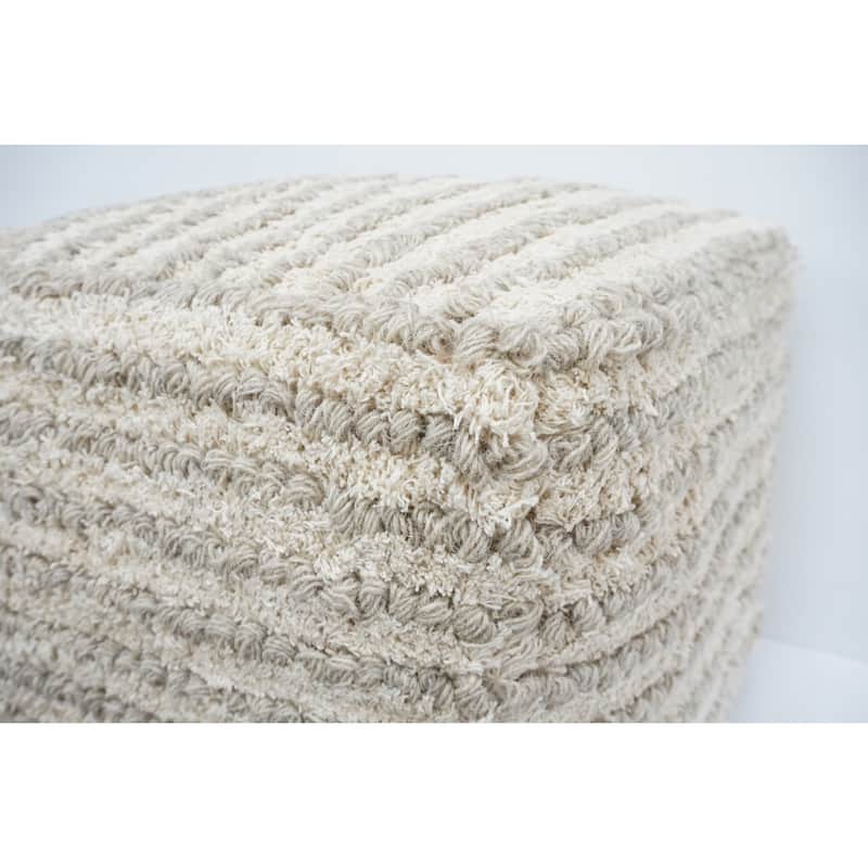 Home&Manor Wool Cotton Eubank Pouf