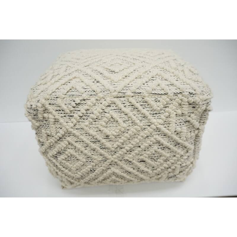 Home&Manor Wool Cotton Eudy Pouf