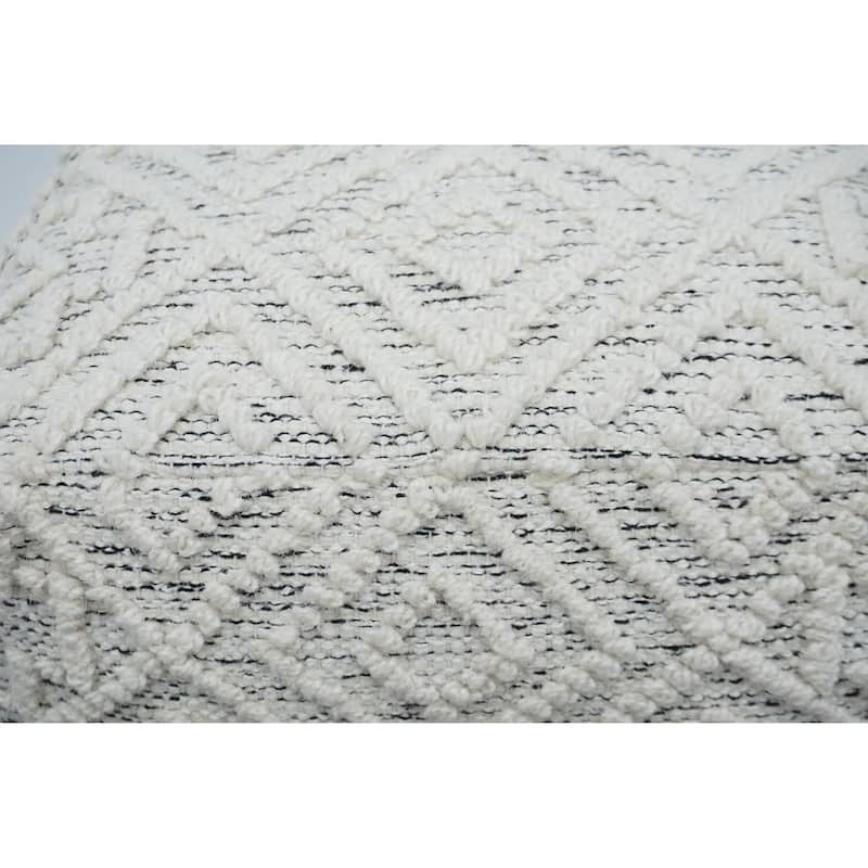Home&Manor Wool Cotton Eudy Pouf