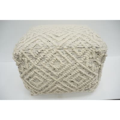 Home&Manor Wool Cotton Eudy Pouf