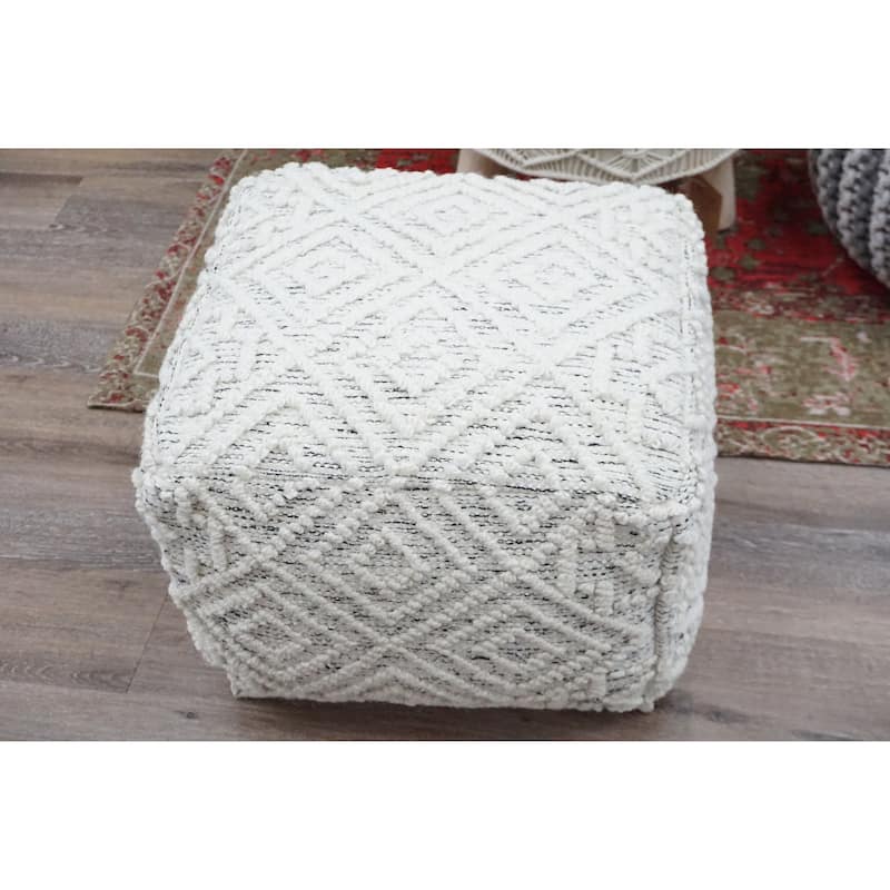 Home&Manor Wool Cotton Eudy Pouf