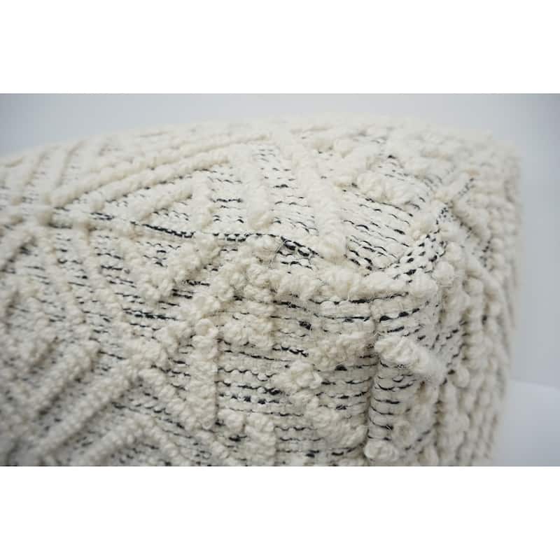 Home&Manor Wool Cotton Eudy Pouf