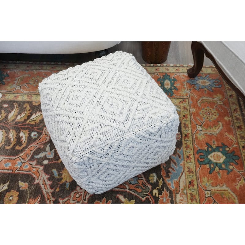 Home&Manor Wool Cotton Eudy Pouf
