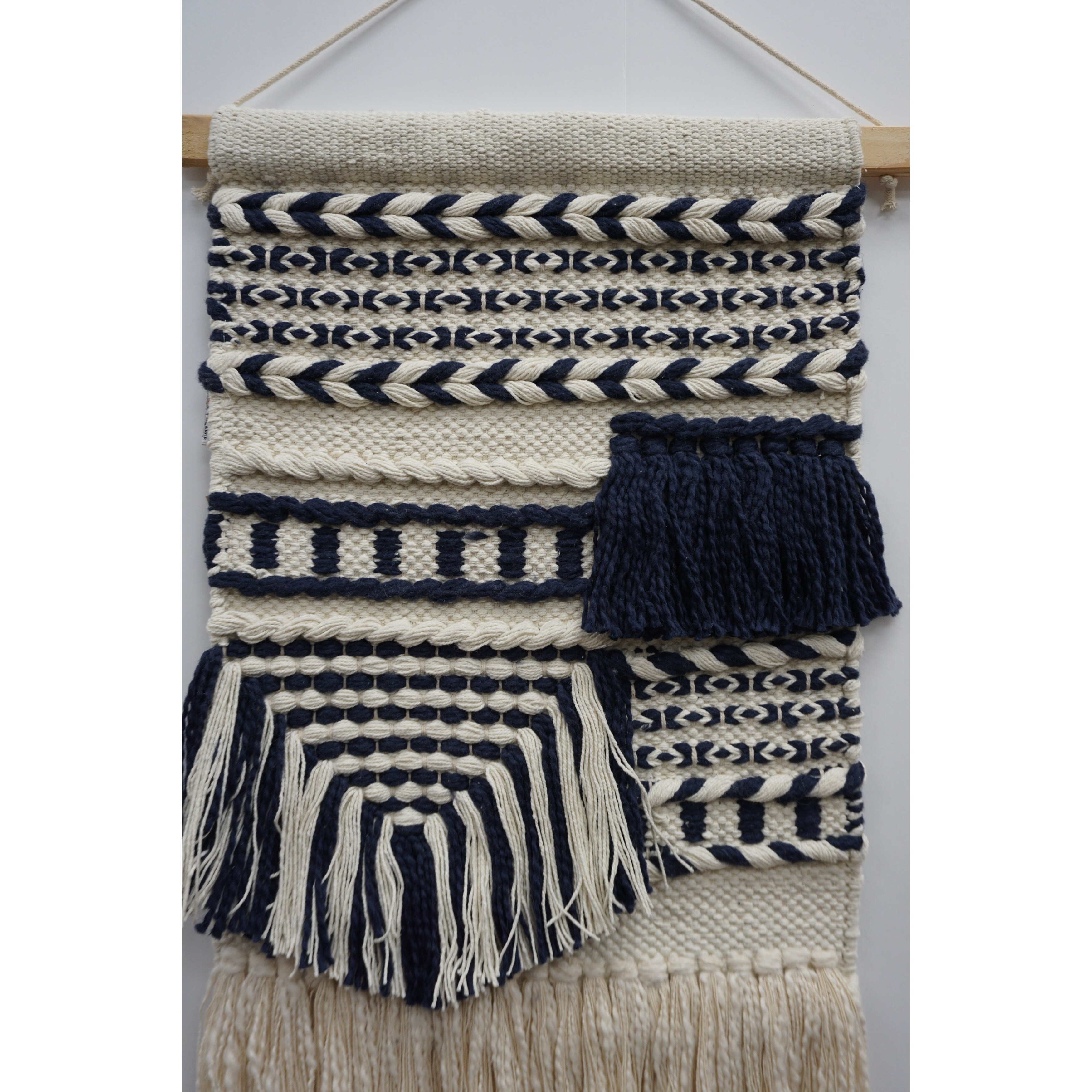 Shop The Curated Nomad Chicory Macrame Wall Hanging With Black And White Pattern Overstock 30424419