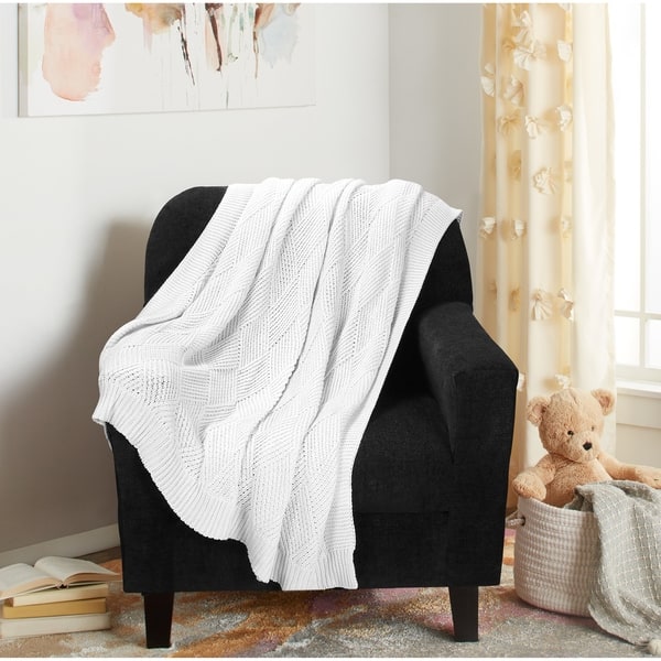 Glamburg Knit Diamond Pattern Cotton Throw Blanket 50x60 For Cotton Throw Blanket 50x60
