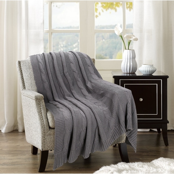 Glamburg All Season Cable Knit Throw Blanket 50x60 for Couch Sofa Chair ...