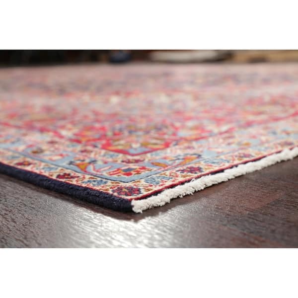 Vintage Navy Blue Red Floral Oriental Kashan Persian Area Rug Handmade 7 9 X 12 4 On Sale Overstock 30426666